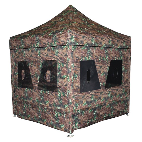 King Canopy 2 in 1 Hunting Blind & Instant Pop Up Tent 8ftx8ft, 1in Aluminum Frame, Camouflage - HB8X8