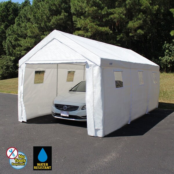 King Canopy True 10ftx20ft Enclosed Canopy, 1 3/8in Steel Frame, 8 Leg, White - CHT1020EN