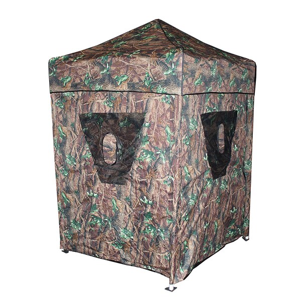 King Canopy 2in1 Hunting Blind & Instant Pop Up Tent 5ftx5ft, 1in Alum Frame, Guy Ropes and Stakes, Camoflauge - HB5X5