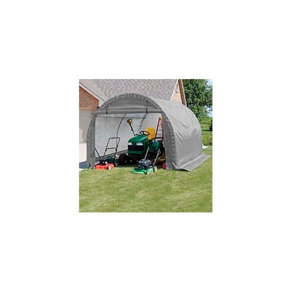 Clearspan Round Style Storage Building 10'W x 8'H x 10'L - Silver/White - 105593