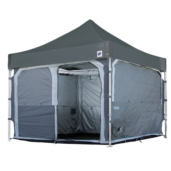 E-Z Up Work Cube Shelter Kit, 10' W x 10' L, Gray Aluminum Frame, Steel Gray Top - WCA10KSG