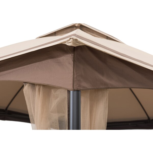Sunjoy 10.5 ft. x 13 ft. Tan and Brown 2-tier Steel Gazebo - A101012200