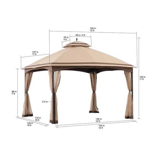 Sunjoy 10.5 ft. x 13 ft. Tan and Brown 2-tier Steel Gazebo - A101012200