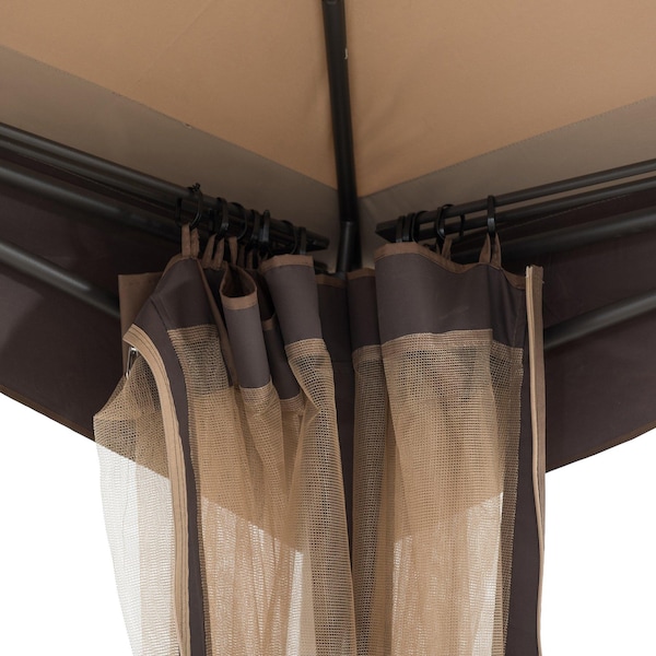 Sunjoy 10.5 ft. x 13 ft. Tan and Brown 2-tier Steel Gazebo - A101012200