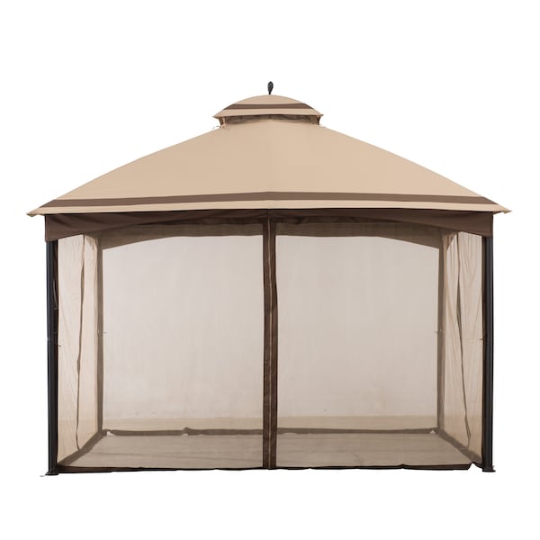 Sunjoy 10.5 ft. x 13 ft. Tan and Brown 2-tier Steel Gazebo - A101012200