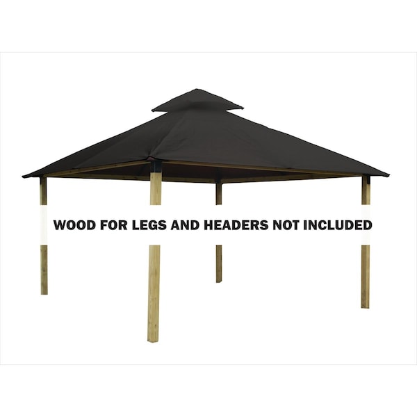 Acacia 14 sq. ft. Gazebo Roof Framing & Mounting Kit with Storm Grey Outdura Canopy - AGOK14- STORM GREY