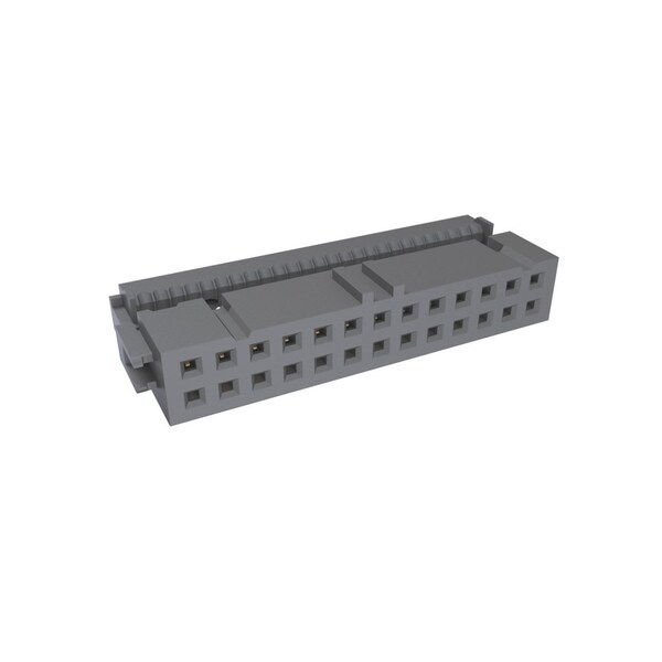 Fci Board Connector, 26 Contact(S), 2 Row(S), Female, 0.1 Inch Pitch, Idc Terminal, Locking, Gray - 71600-126LF