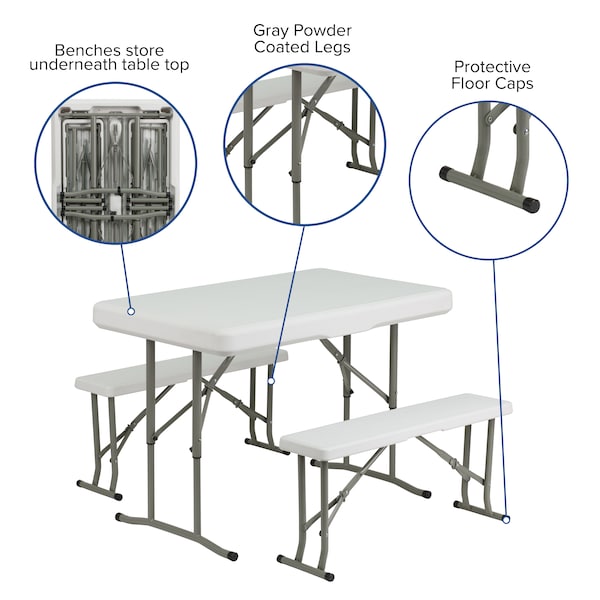 Flash Furniture White Pop Up Canopy Tent and Folding Bench Set - JJ-GZ10PKG103-WH-GG