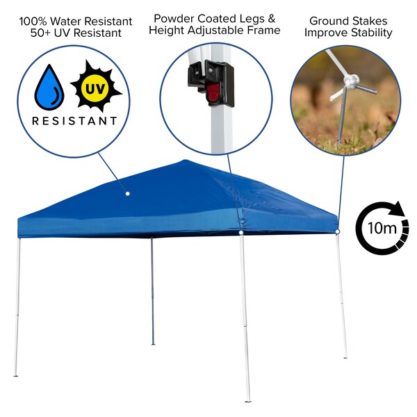 Flash Furniture Blue Pop Up Canopy Tent and Bi-Fold Table Set - JJ-GZ10183Z-BL-GG