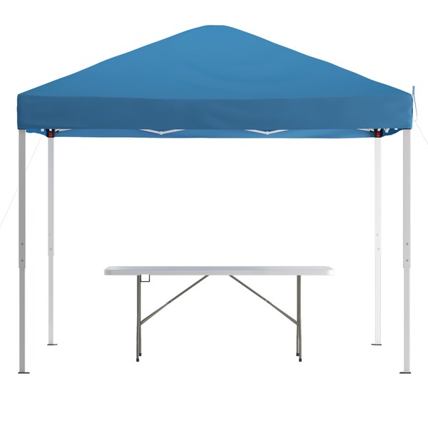 Flash Furniture Blue Pop Up Canopy Tent and Bi-Fold Table Set - JJ-GZ10183Z-BL-GG