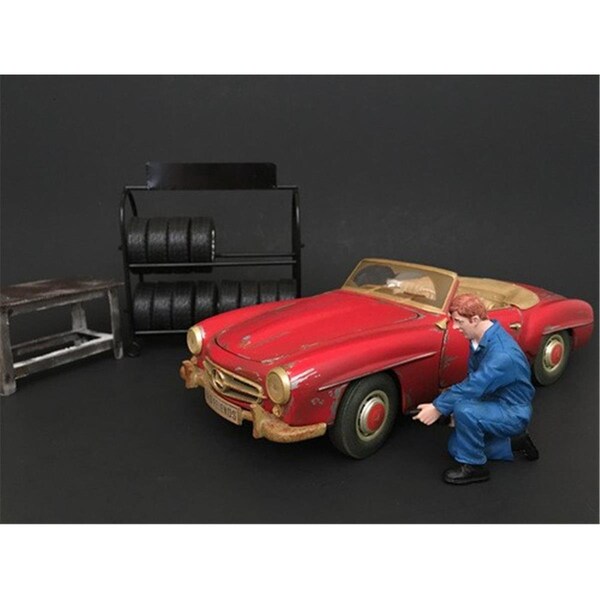 Gardencontrol Mechanic Tony Inflating Tire Figure for 1 isto 24 Scale Models - GA718996