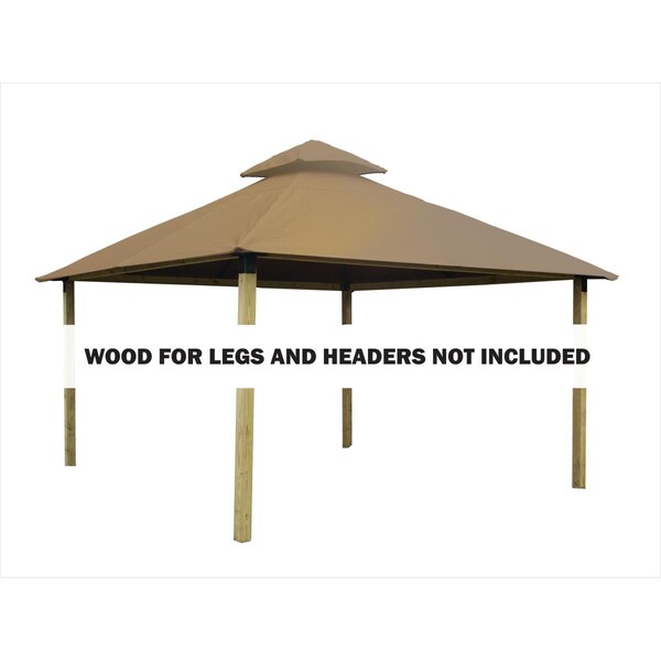 Acacia 12 sq. ft. Gazebo Roof Framing & Mounting Kit with Khaki Outdura Canopy - AGOK12- KHAKI