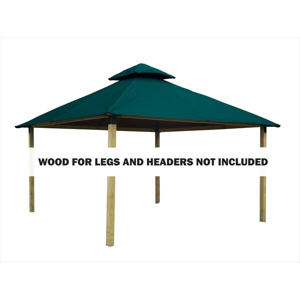 Acacia 12 sq. ft. Gazebo Roof Framing & Mounting Kit with Emerald Outdura Canopy - AGOK12- EMERALD