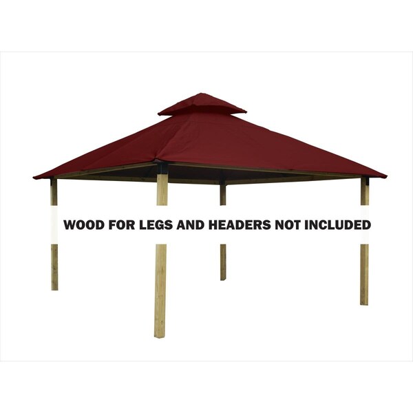 Acacia 14 sq. ft. Gazebo Roof Framing & Mounting Kit with Burgundy Outdura Canopy - AGOK14- BURGUNDY
