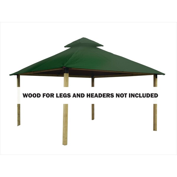 Superherostuff 14 sq. ft. Gazebo Roof Framing & Mounting Kit with Green Sundura Canopy - PA3728338