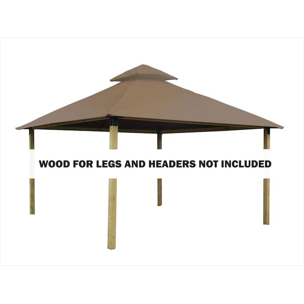 Superherostuff 12 sq. ft. Gazebo Roof Framing & Mounting Kit with Linen Outdura Canopy - PA3725069