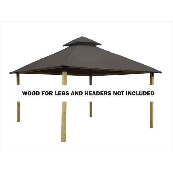 Superherostuff 14 sq. ft. Gazebo Roof Framing & Mounting Kit with Taupe Outdura Canopy - PA3740727