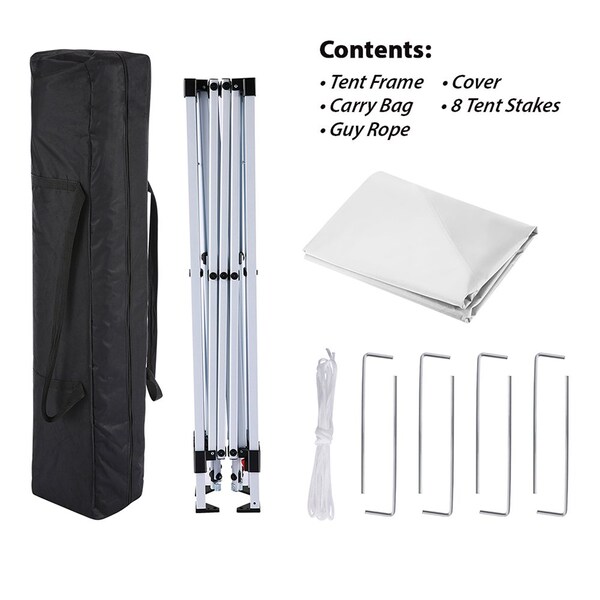 King Canopy Slant Leg 10ftx10ft Instant Pop Up Tent, Guy Ropes and Stakes, White - SLANT10-WH