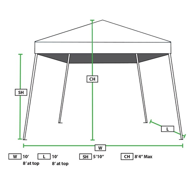 King Canopy Slant Leg 10ftx10ft Instant Pop Up Tent, Guy Ropes and Stakes, White - SLANT10-WH