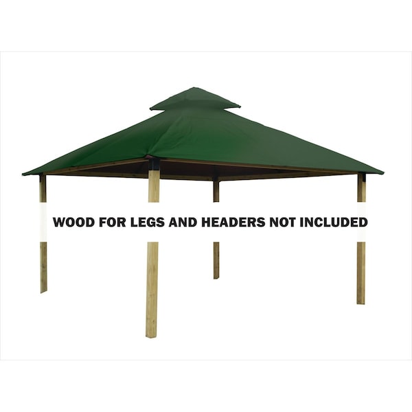 Superherostuff 12 sq. ft. Gazebo Roof Framing & Mounting Kit with Green Sundura Canopy - PA3736147