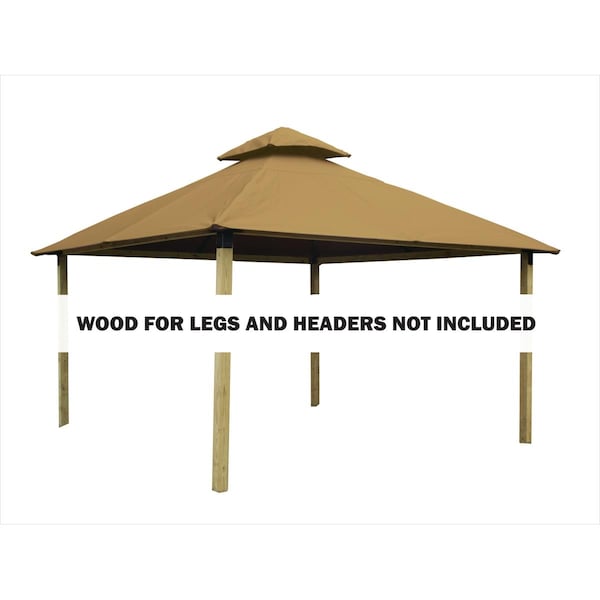 Superherostuff 14 sq. ft. Gazebo Roof Framing & Mounting Kit with Khaki Sundura Canopy - PA3740728