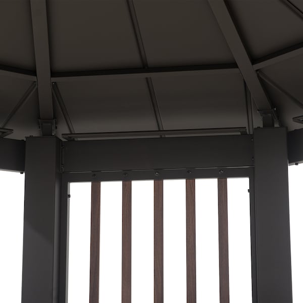 Sunjoy 11 ft. x 13 ft. Octagon Gazebo with Steel Roof and Ceiling Hook - A102018600