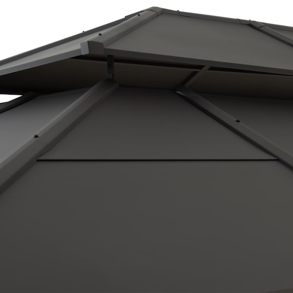Sunjoy 12 ft. x 16 ft. Brown Steel Gazebo with 2-tier Hip Roof Hardtop - A102009140