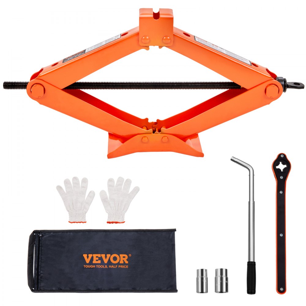 VEVOR Scissor Jack, 2.5 Ton/5512 lbs Scissor Car Jack, 3.7"-17.1" Lifting Range Scissor Lift Jack with Ratcheting Handle and L-Wrench, Portable Tire Jack for Cars Trucks Sedans MPVs - JSQJDJB155112Z9S3V0