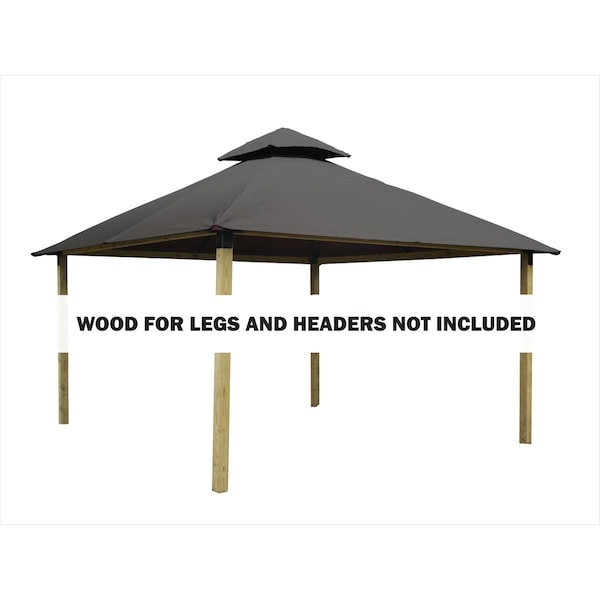 Superherostuff 12 sq. ft. Gazebo Roof Framing & Mounting Kit with Cadet Grey Outdura Canopy - PA3728331