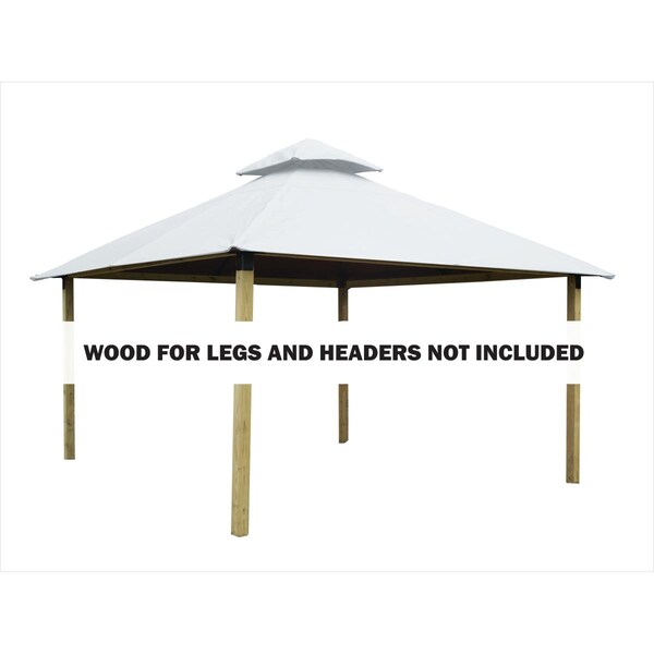 Superherostuff 14 sq. ft. Gazebo Roof Framing & Mounting Kit with Natural White Outdura Canopy - PA3737721