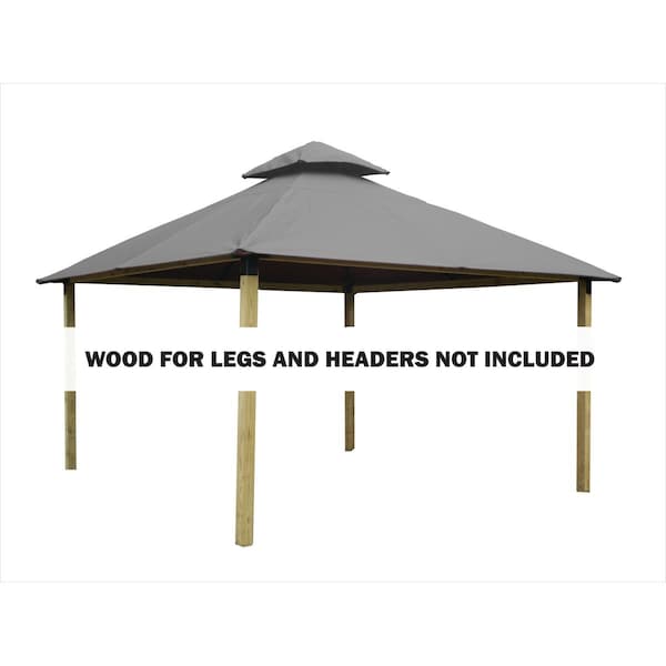 Acacia 12 sq. ft. Gazebo Roof Framing & Mounting Kit with Mist Gray Sundura Canopy - AGK12-SD MIST GRAY