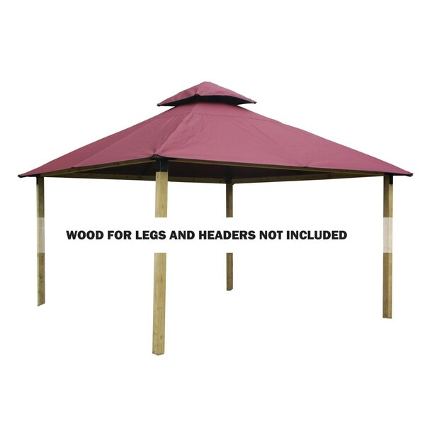 Acacia 12 sq. ft. Gazebo Roof Framing & Mounting Kit with Maroon Sundura Canopy - AGK12-SD MAROON