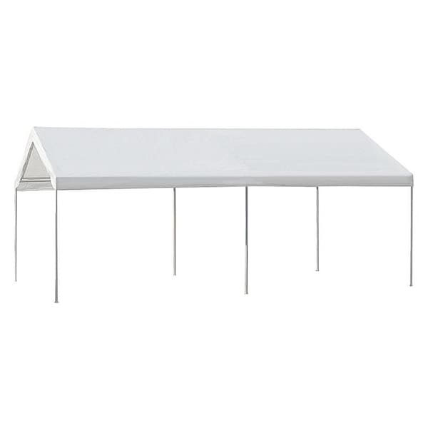 Caravan Canopy Seasonal Trends Carport, 10 ft L, 20 ft W, 103 in H, Steel Frame, Polyethylene Canopy, White Canopy - 22006200010
