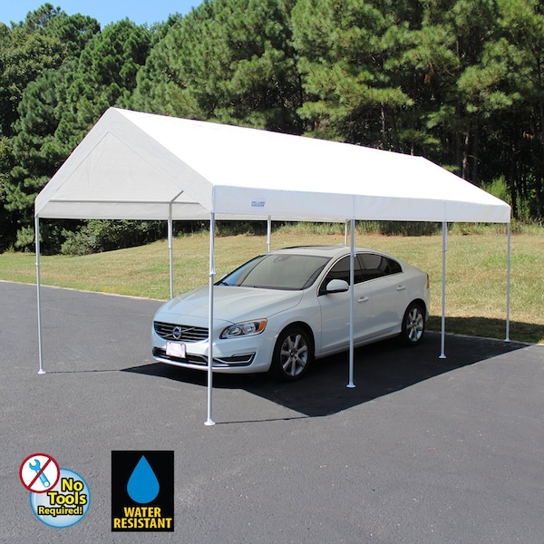 King Canopy True 10ftx20ft Canopy, 1 3/8in Steel Frame, 8 Leg, White - CHT1020