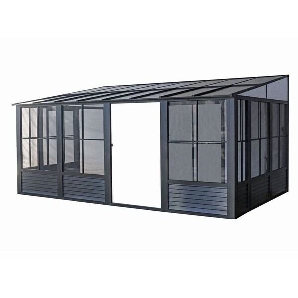 Gazebo Penguin Florence Wall Mounted Solarium 10x16 Polycarbonate Roof in black - W1610-42