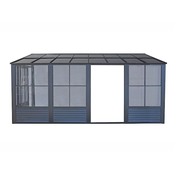 Gazebo Penguin Florence Wall Mounted Solarium 10x16 Polycarbonate Roof in black - W1610-42