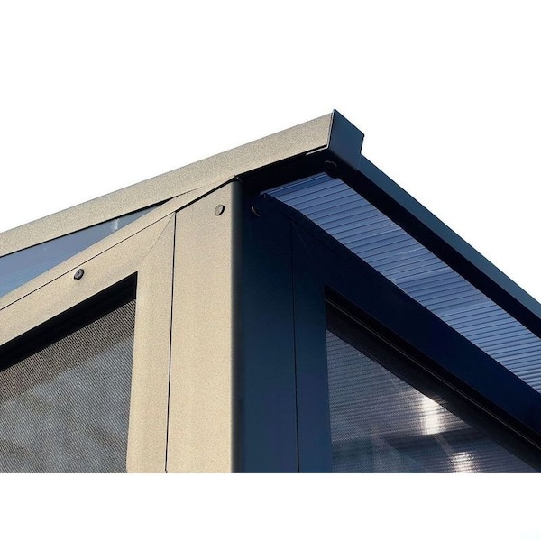 Gazebo Penguin Florence Wall Mounted Solarium 10x16 Polycarbonate Roof in black - W1610-42