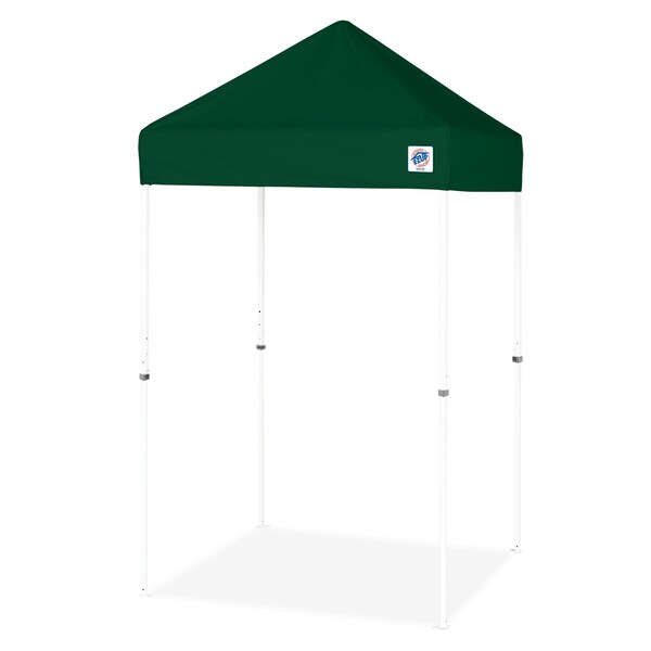 E-Z Up TAA Compliant VUE Shelter, 5' W x 5' L, White Steel Frame, Forest Green Top - VU2STL05KFWHTFG