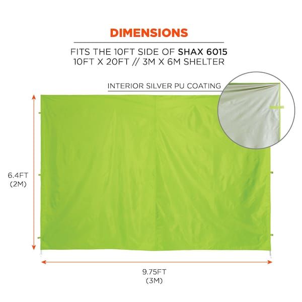 Ergodyne Lime 10' Tent Sidewall 10ft x 20ft Tent - 6091