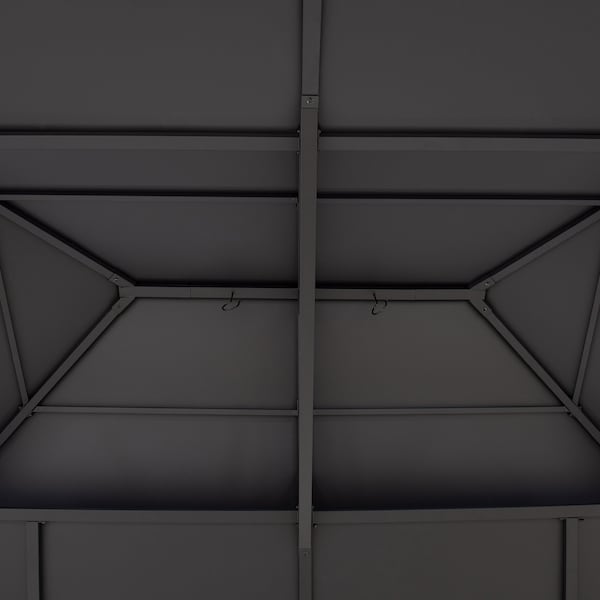 Sunjoy 12 ft. x 16 ft. Black and Grey Steel Gazebo with 2-tier Hip Roof Hardtop - A102009141
