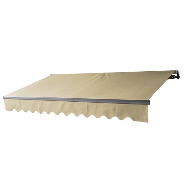 Tepee Supplies 10 x 8 ft. Motorized Black Frame Retractable Home Patio Canopy Awning, Ivory - TE1496079