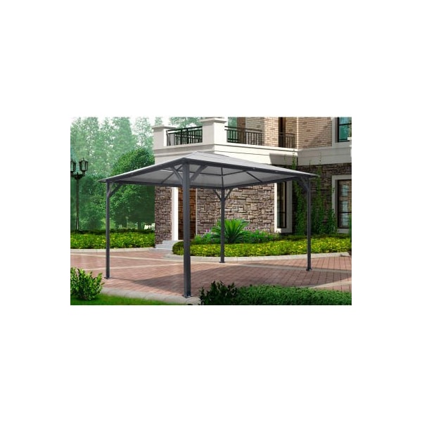 Almo Fulfillment Services Hanover Gazebo, 117"L x 156"W x 99"H, Dark Gray - HANGAZ13X10-GRY