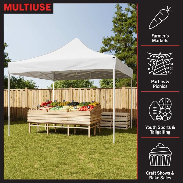 Stalwart Pop Up Canopy - 10x10 ft Tent - UPF30 Sun Shelter with Adjustable Height by White, 3PK - 80-14-WHT