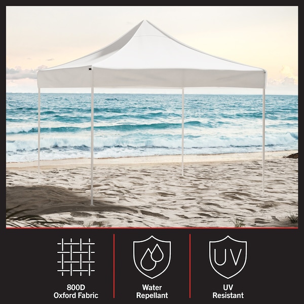 Stalwart Pop Up Canopy - 10x10 ft Tent - UPF30 Sun Shelter with Adjustable Height by White, 3PK - 80-14-WHT