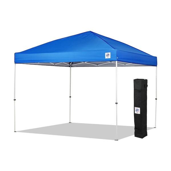 E-Z Up Envoy Shelter, 10' W x 10' L, White Steel Frame, Royal Blue Top - ENV3WH10RB