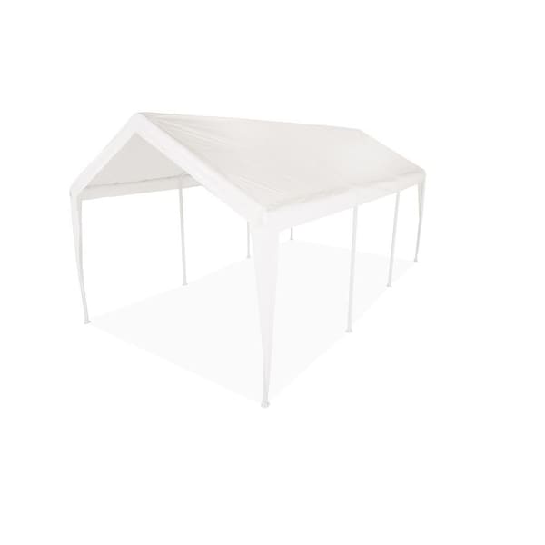 Impact Canopy Garage Heavy Duty Carport 10 In 8 FT x 20 In, 8 Legs, Steel Pipes, White Cover - 070018010