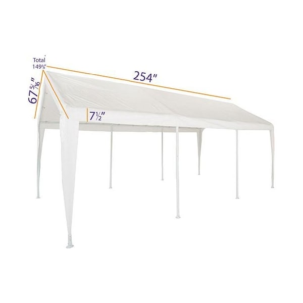 Impact Canopy 10 FT 8In x 20 FT  Carport Top with Leg Skirts, White, 180g - 070111020