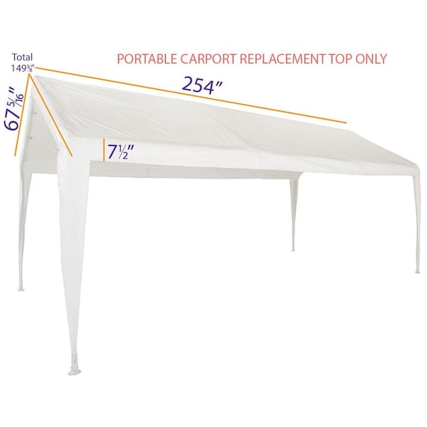 Impact Canopy 10 FT 8In x 20 FT  Carport Top with Leg Skirts, White, 180g - 070111020
