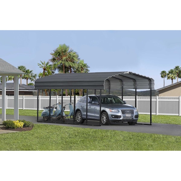 Arrow Storage Products Carport, 12 ft. x 24 ft. x 9 ft. Charcoal - CPHC122409