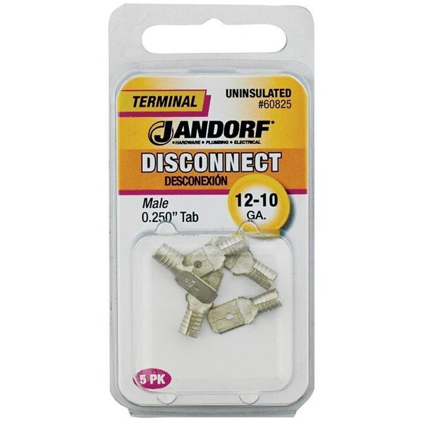 Jandorf Disconnect Terminal, 12 to 10 AWG Wire, Copper Contact, 5PK - 60825